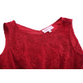 Belle Poque sin mangas de encaje V-Back A-Line Partido vestido de picnic Vestido de verano de mujer corto vestido de encaje rojo Retro BP000272-3